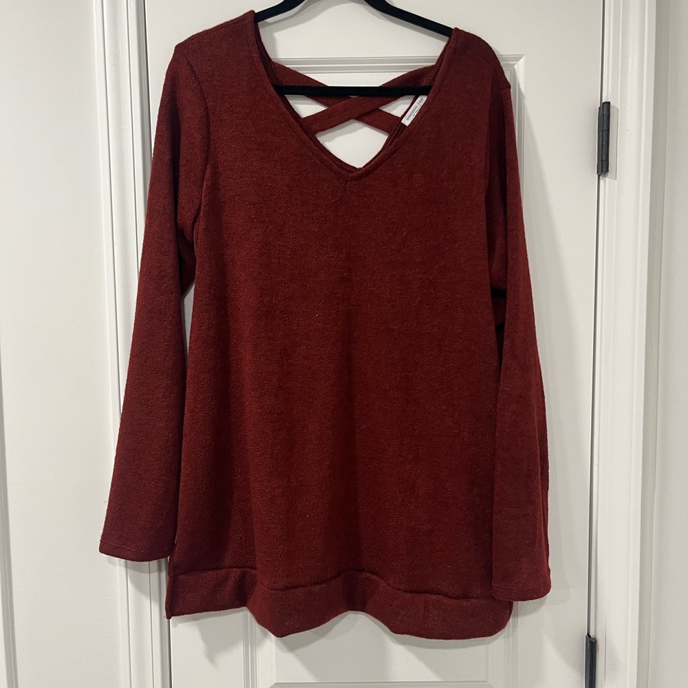 3/$20 Chic Soul Burgundy V-Neck Sweater